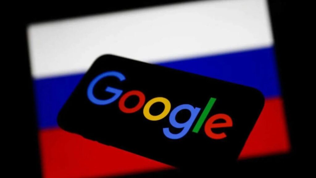 google logo and russian flag