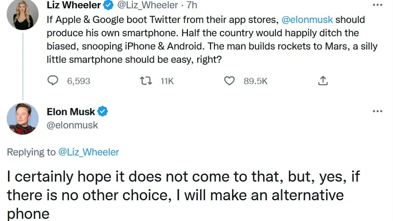 Musk Tesla phone tweet