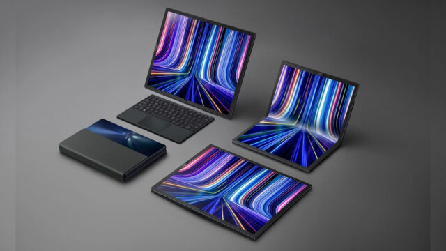 Samsung working on a laptop with foldable OLED display