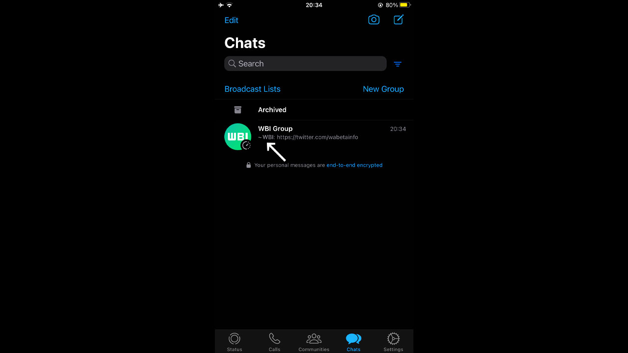 WhatsApp Push Name within Chat List feature