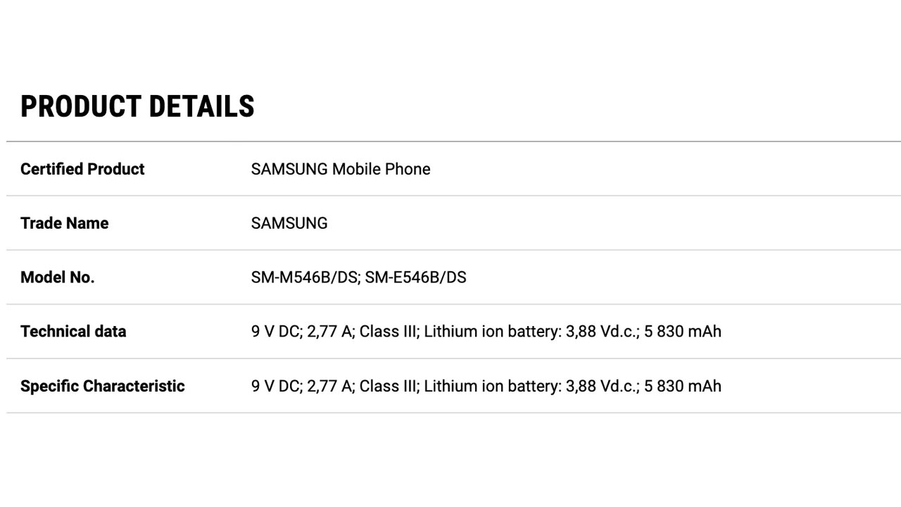 Galaxy F54 5G specs