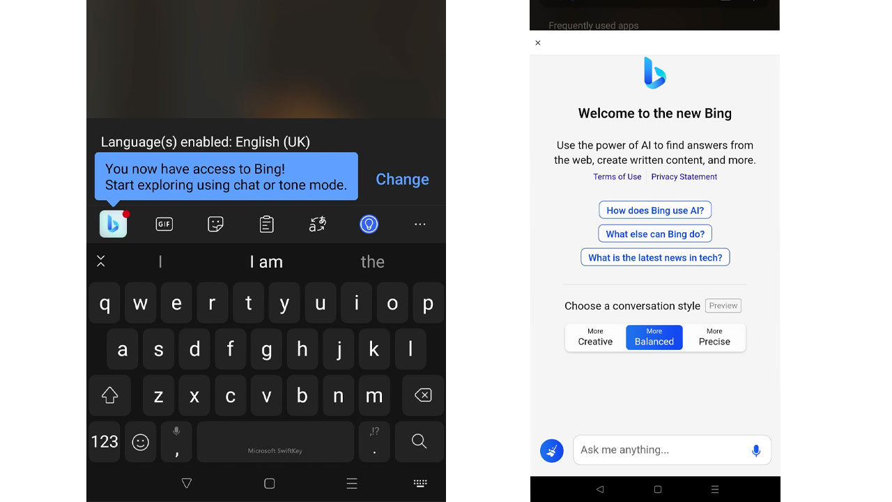 SwiftKey beta with Bing Chat AI 