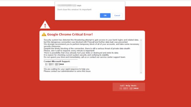 Warning: Fake Chrome error message targets users!