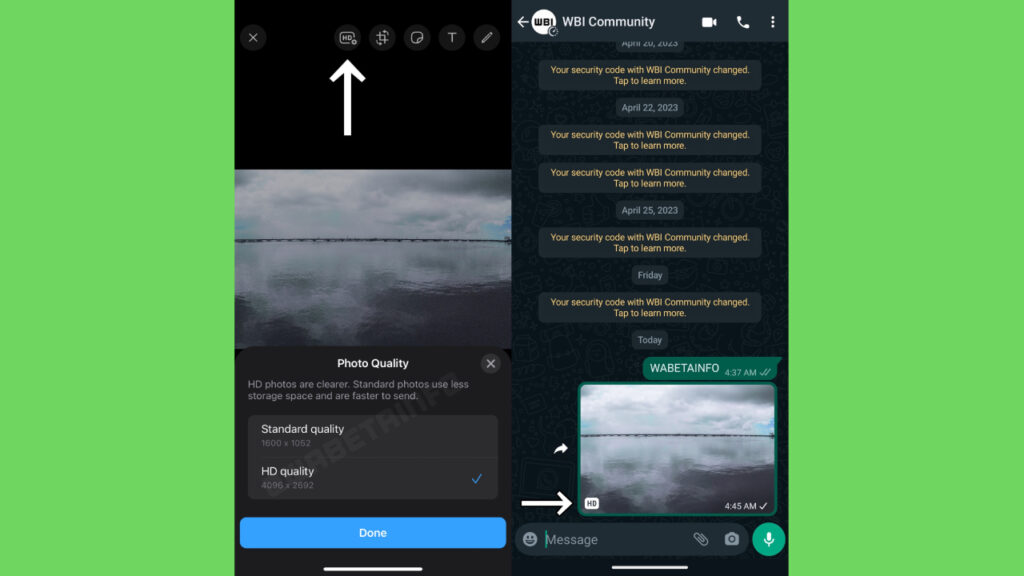 WhatsApp is working on the HD photo sending feature!