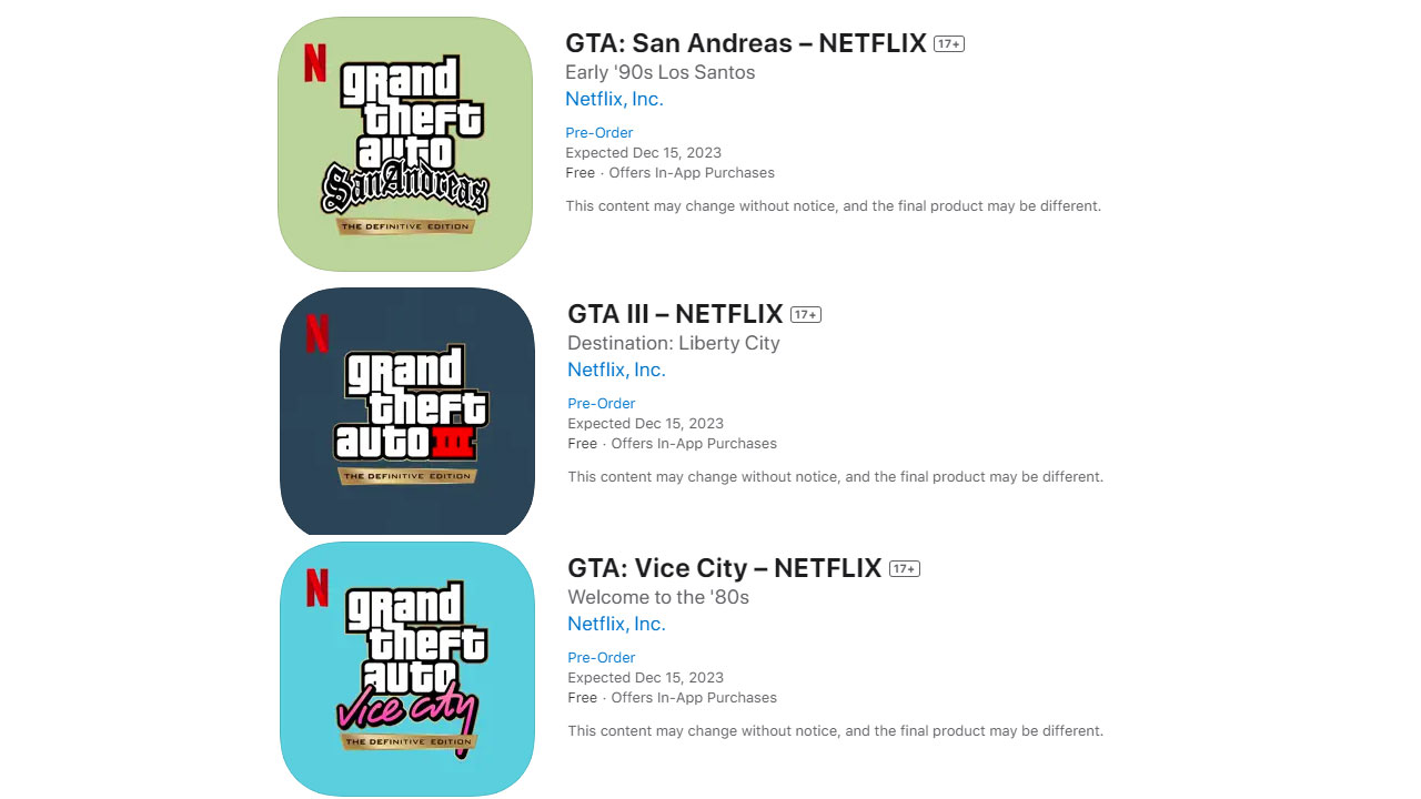 According to Netflix, GTA III, Vice City, and San Andreas from the Grand  Theft Auto Series are coming to Netflix Games for mobile on…