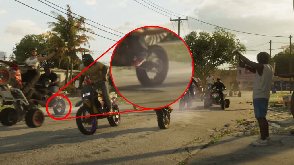 Motorcycle wheel detail in GTA 6 trailer