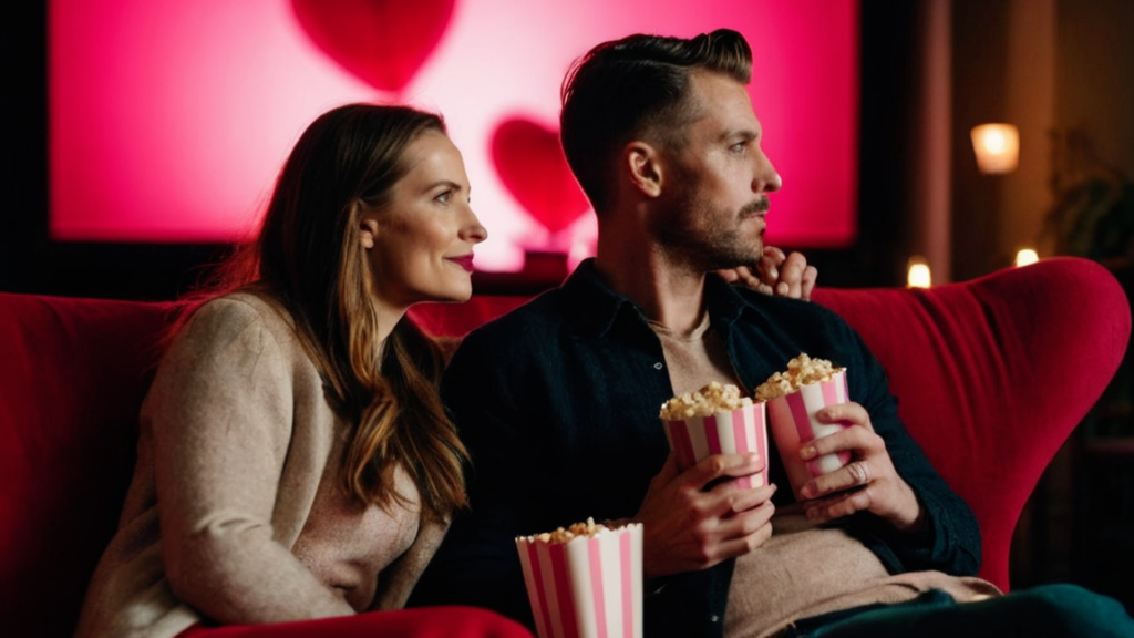 Valentine's day a couple watching movie