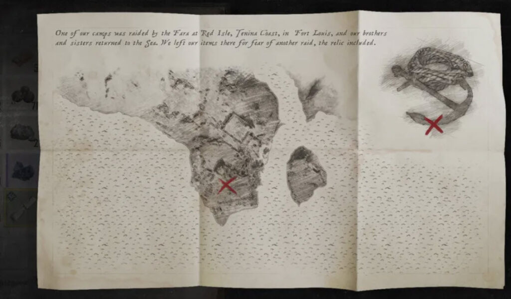 Skull and Bones: Relics of the Past treasure map
