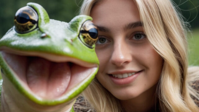 frog and woman
