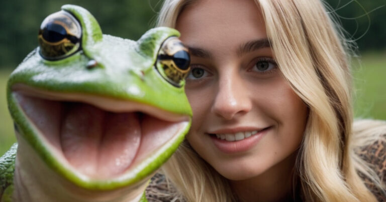 frog and woman