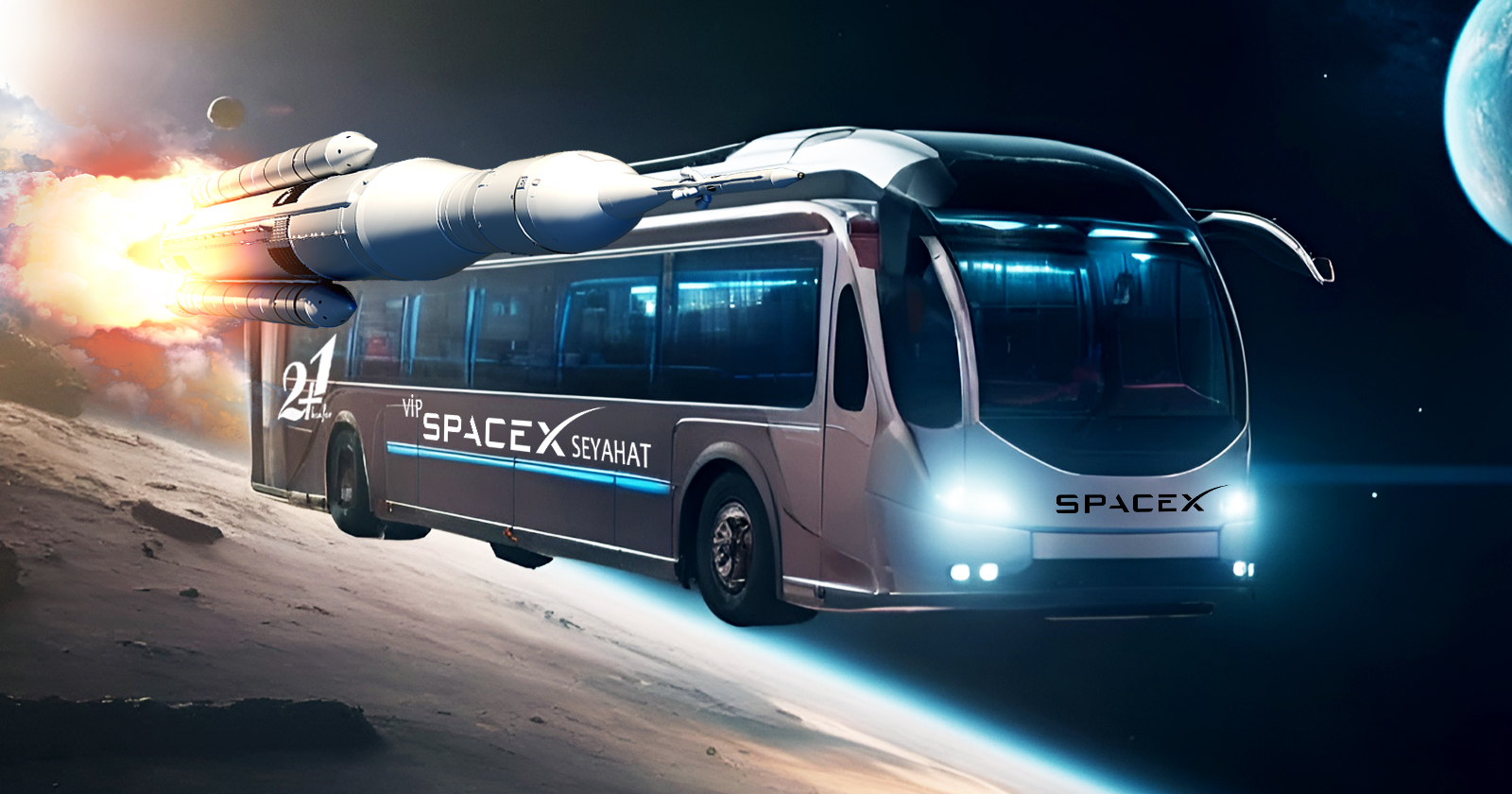 spacex bus rocket space