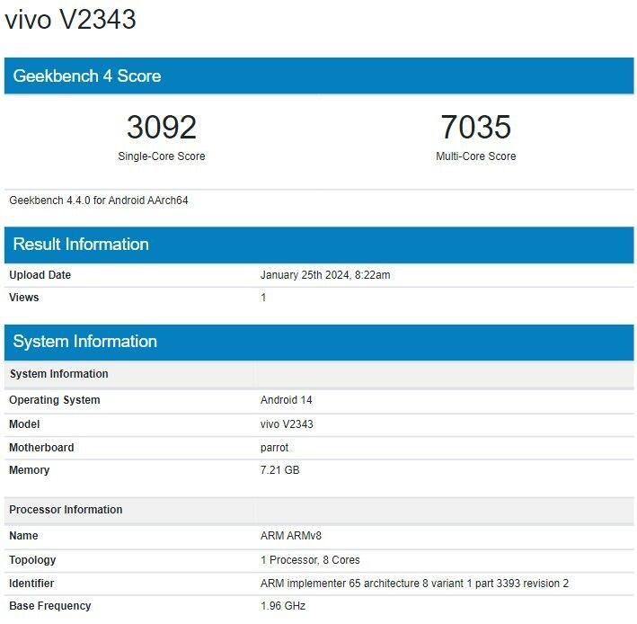 vivo Y38 5G appeared in Geekbench database