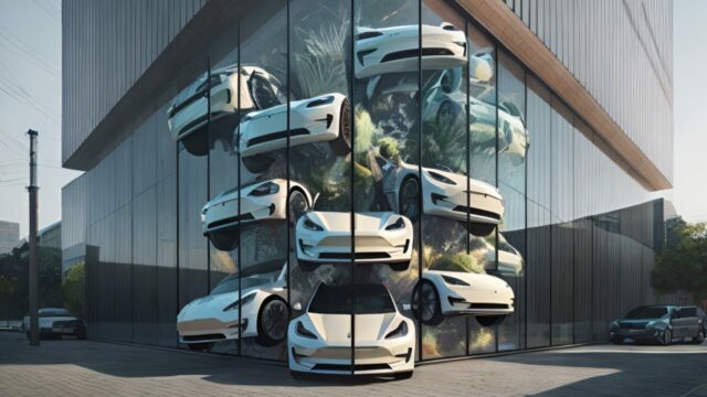 Elon Musk filled the shopping mall with 300 Tesla cars