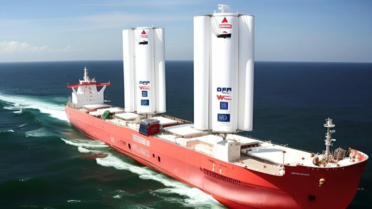 Winged ship Pyxis Ocean in ocean