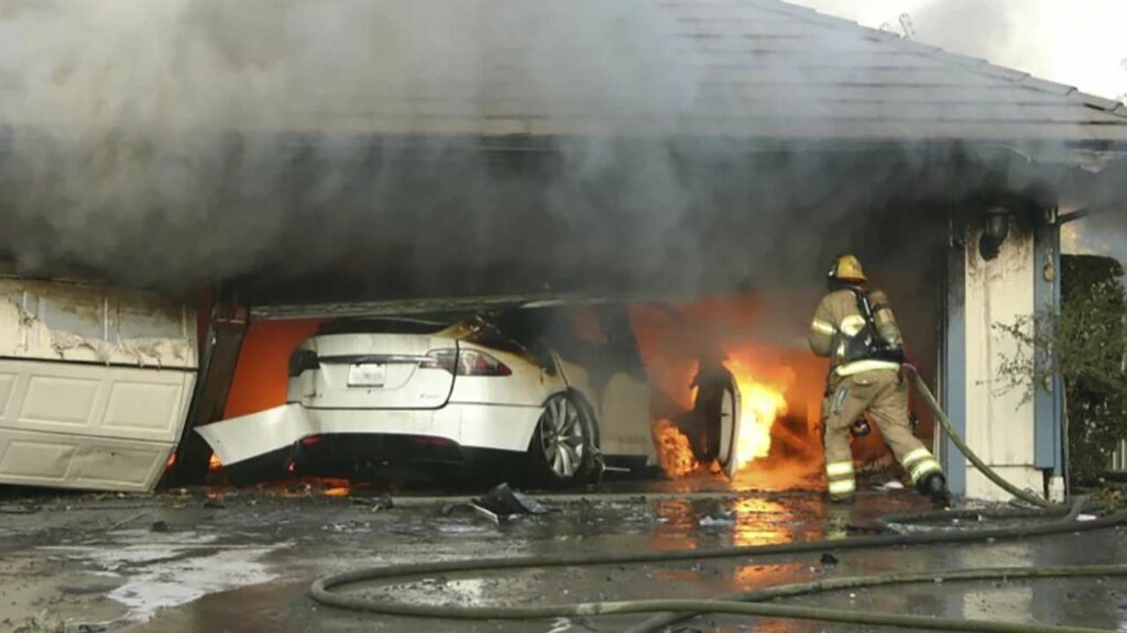 electric car fire, electric car home charge