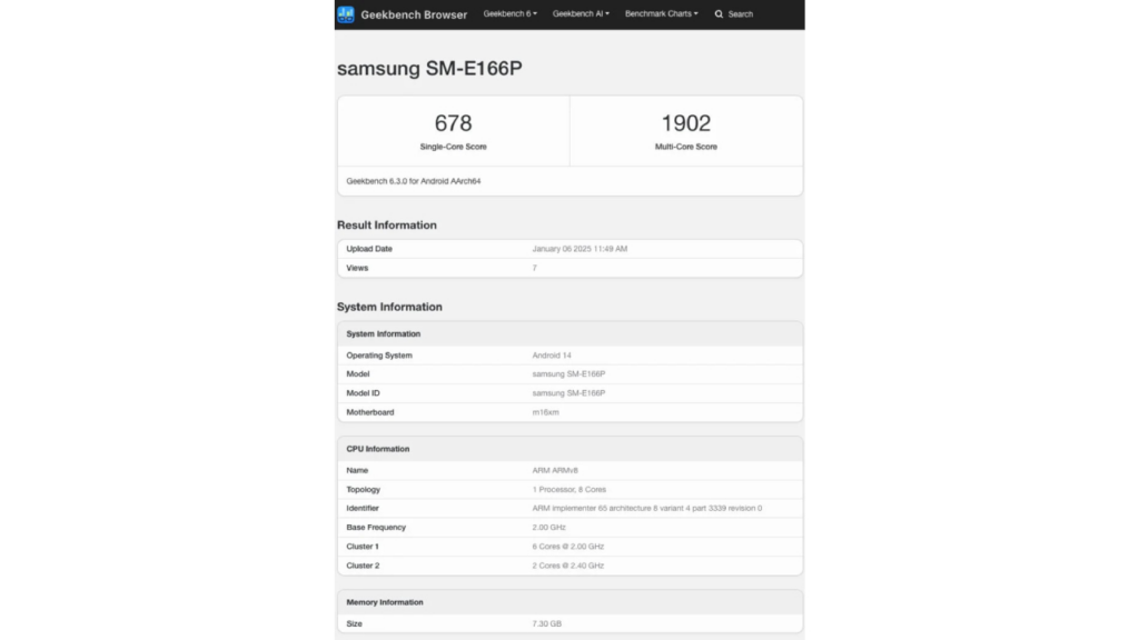 Samsung Galaxy F16 5G Spotted on Geekbench