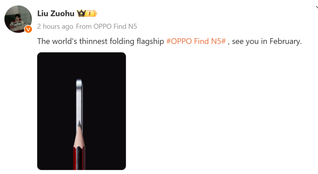 OPPO Find N5: The Thinnest Foldable Phone