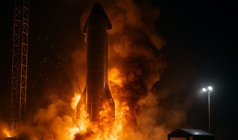 SpaceX Starship Erupts in Fiery Explosion During Static Fire Test!