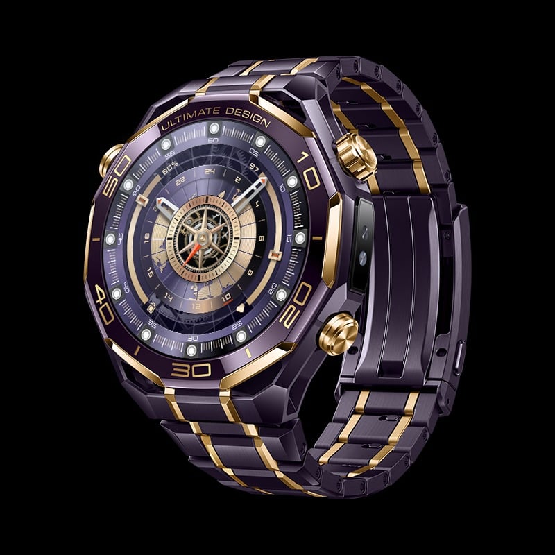 Huawei Watch Ultimate Design Royal Gold side view