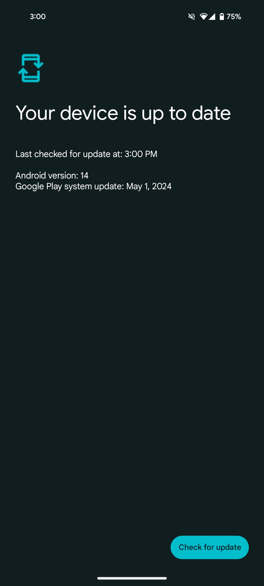 Google Play system update screen on an Android device