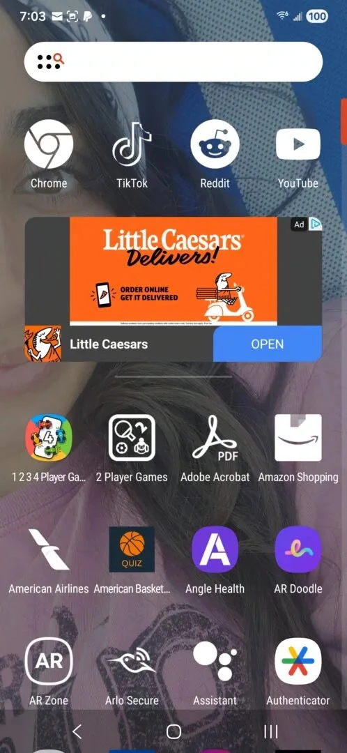 Ad in Nova Launcher app drawer