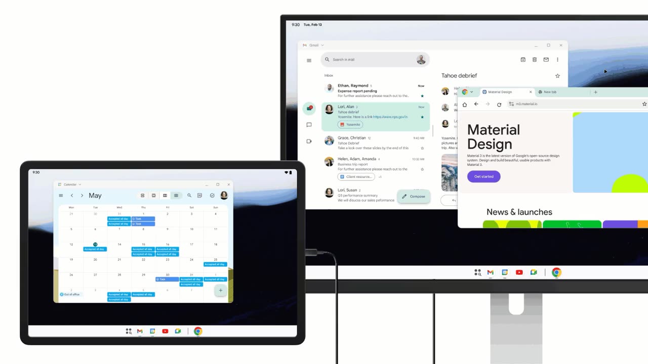 Leaked interface of the new Android desktop mode