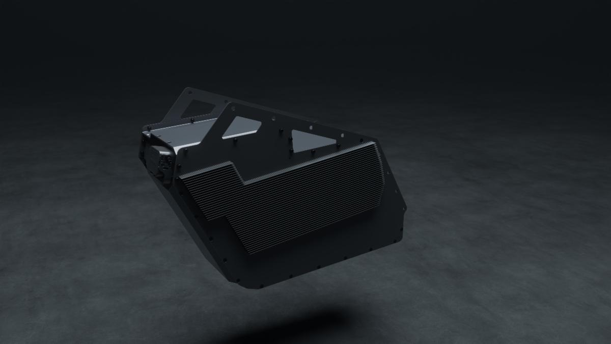 Detailed view of the Verge TS Pro's hubless rear wheel