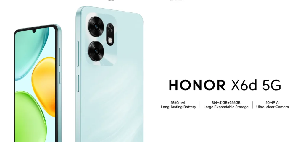 Honor X6d 5G side and back view