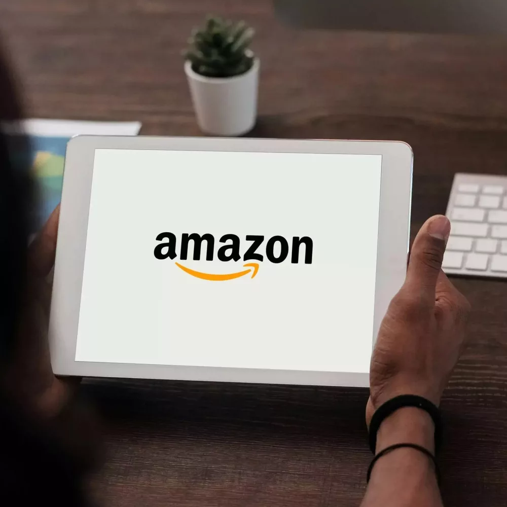 Amazon Logo on a circuit board background