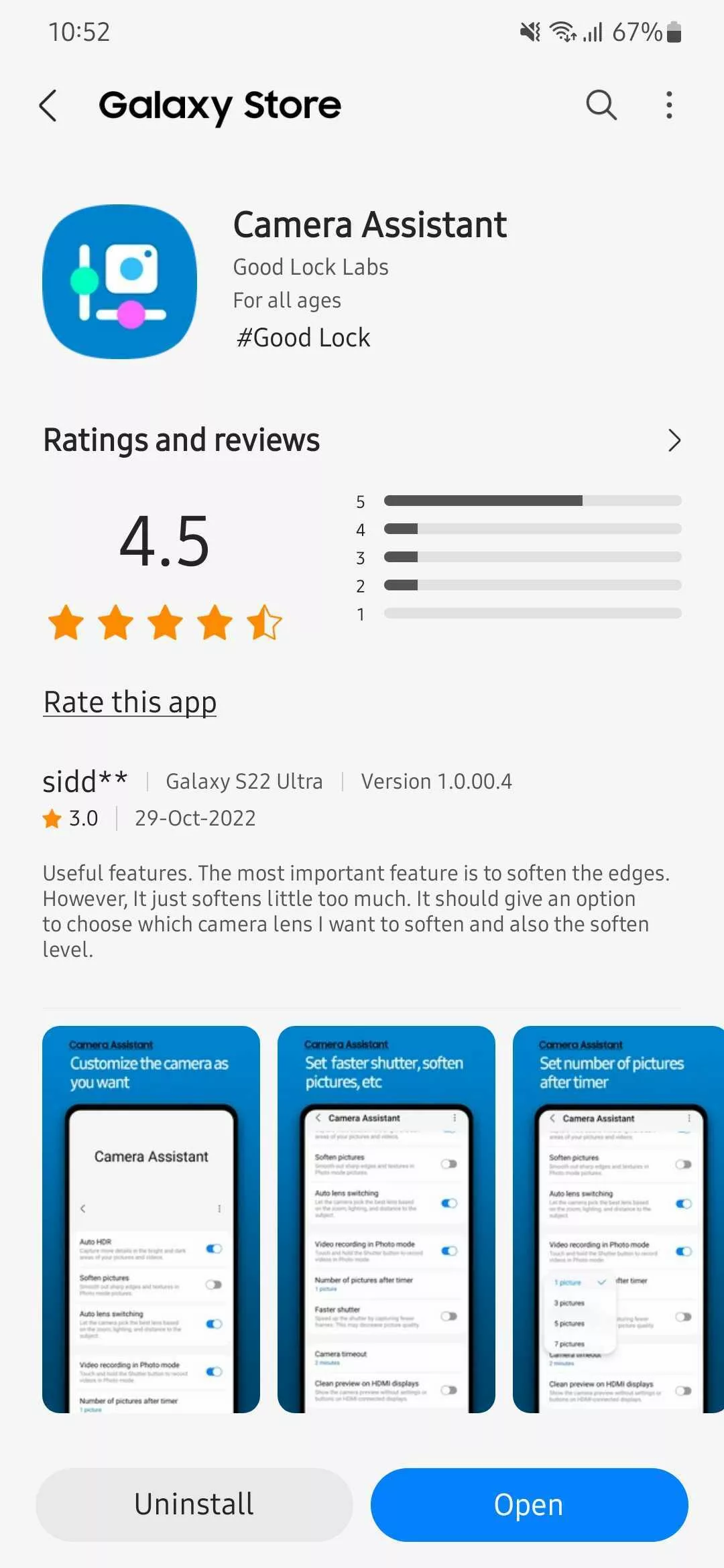 Interface of the Camera Assistant app on the Galaxy S26 Ultra showing the 24MP mode activation.