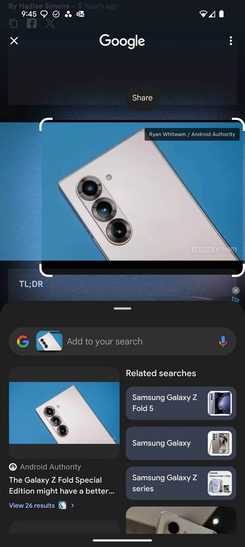 Circle to Search Share Button Mysteriously Vanishes