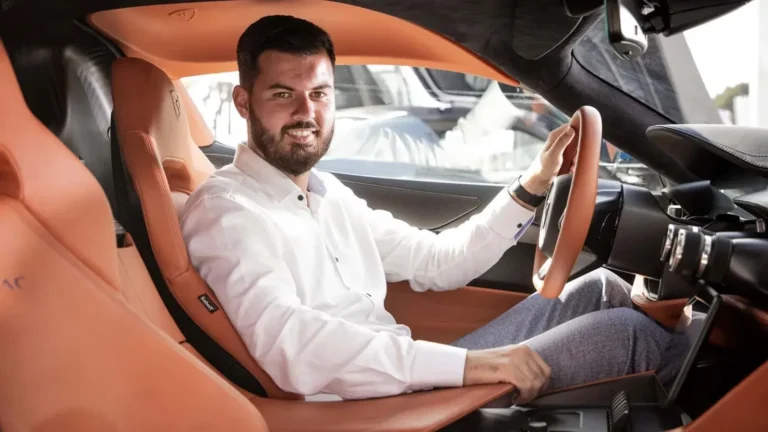 Bugatti CEO Mate Rimac sitting in a hypercar, whose Bugatti Chiron was stolen