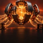 Mistral Large 4 open weights concept image of a glowing AI model core feeding server racks
