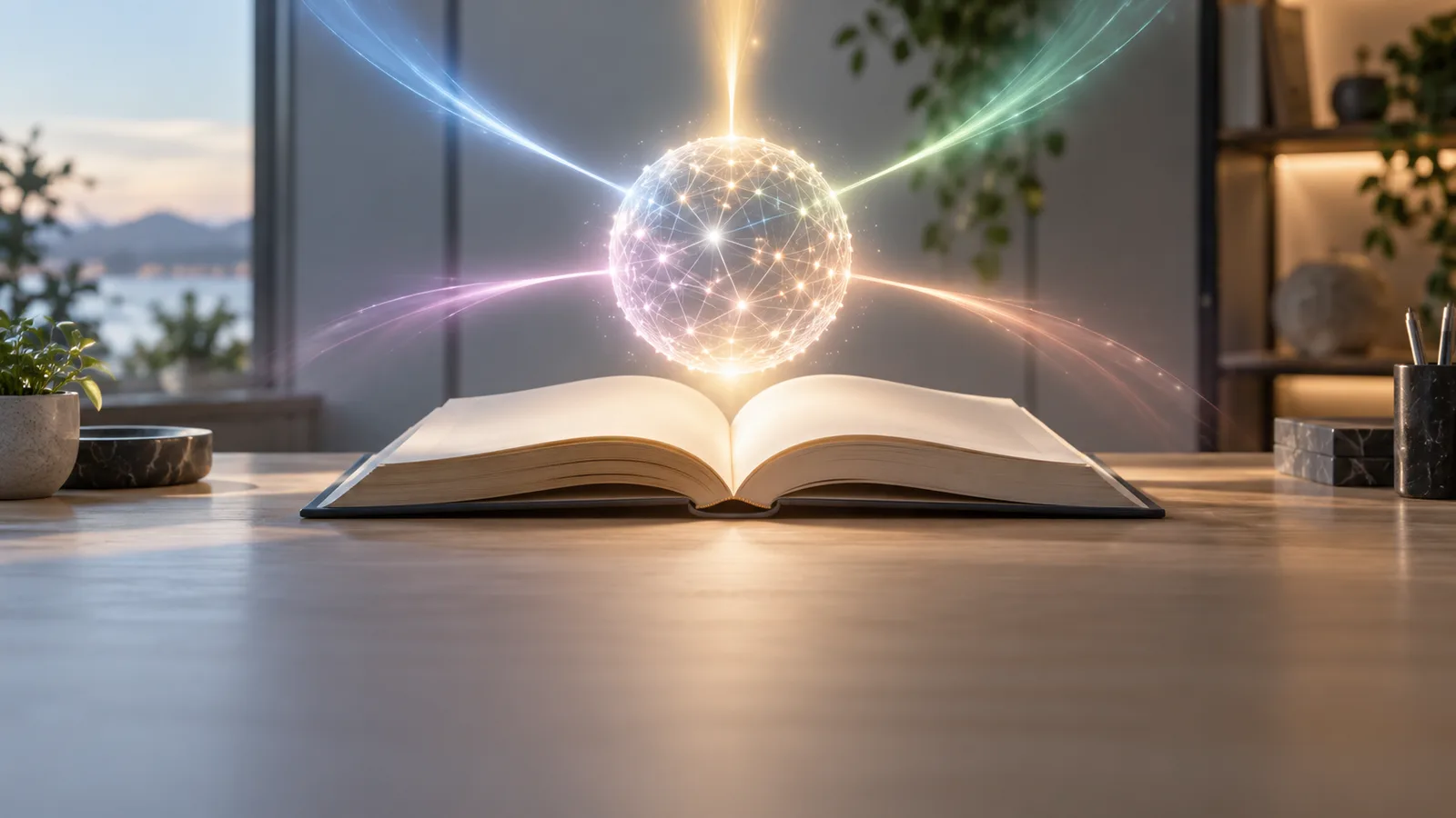 OpenAI Model Spec update concept image: glowing AI network sphere above an open rulebook