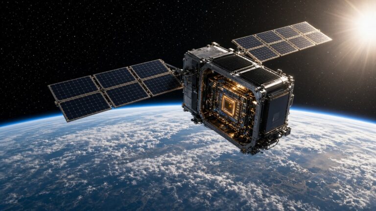 Google Project Suncatcher satellite running AI in orbit above Earth